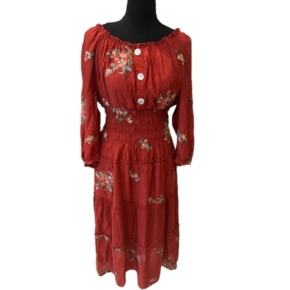 Anthropologie Fig & Flower Embroidered Floral Maxi Dress - Picture 1 of 10